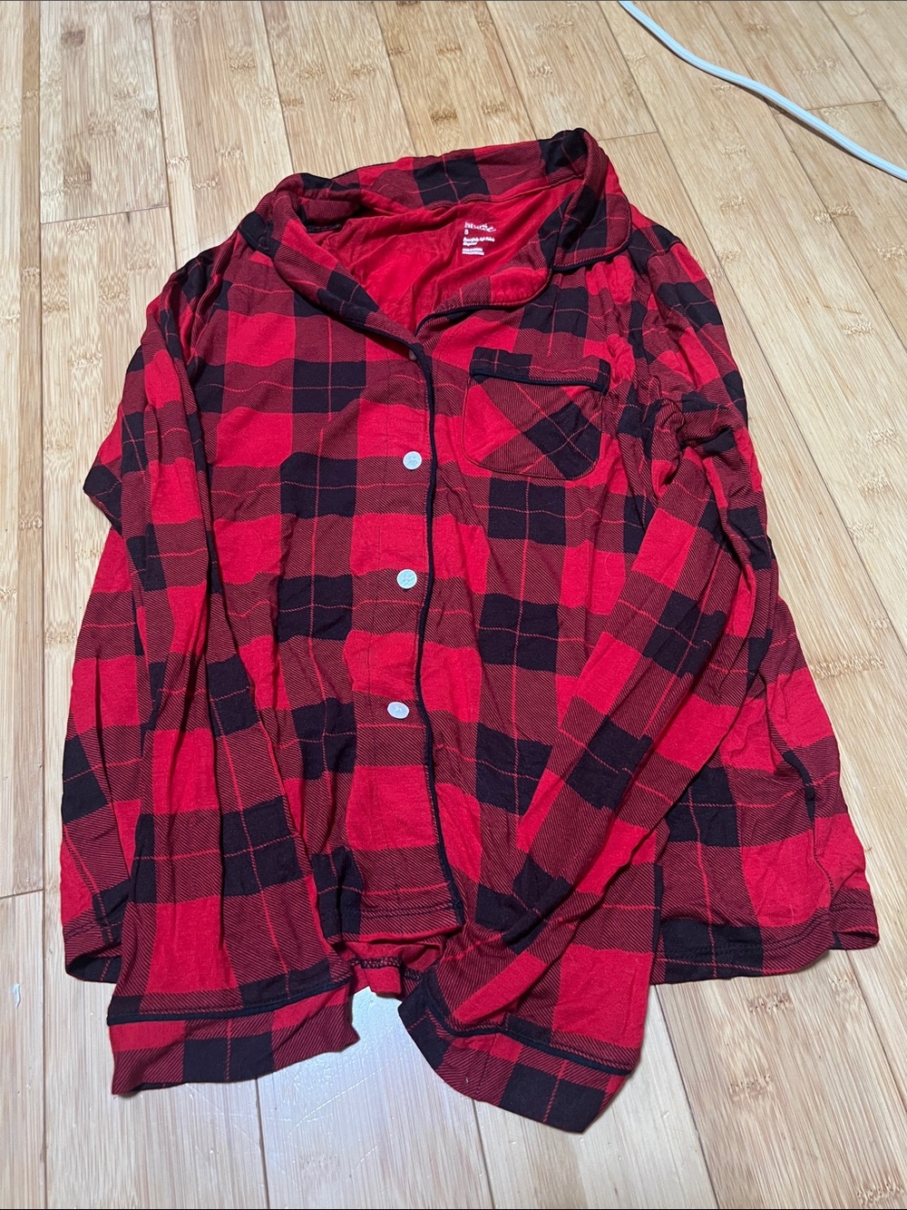 Stars Above Red and Black Plaid Button-Front Shirt sleepwear